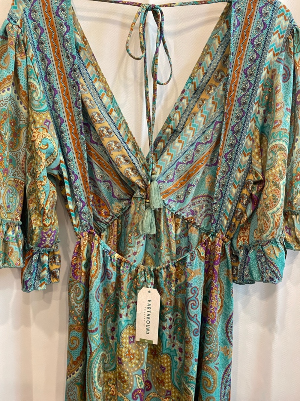 EARTHBOUND XL Teal Paisley High-Low Maxi Dress - Picture 5 of 5